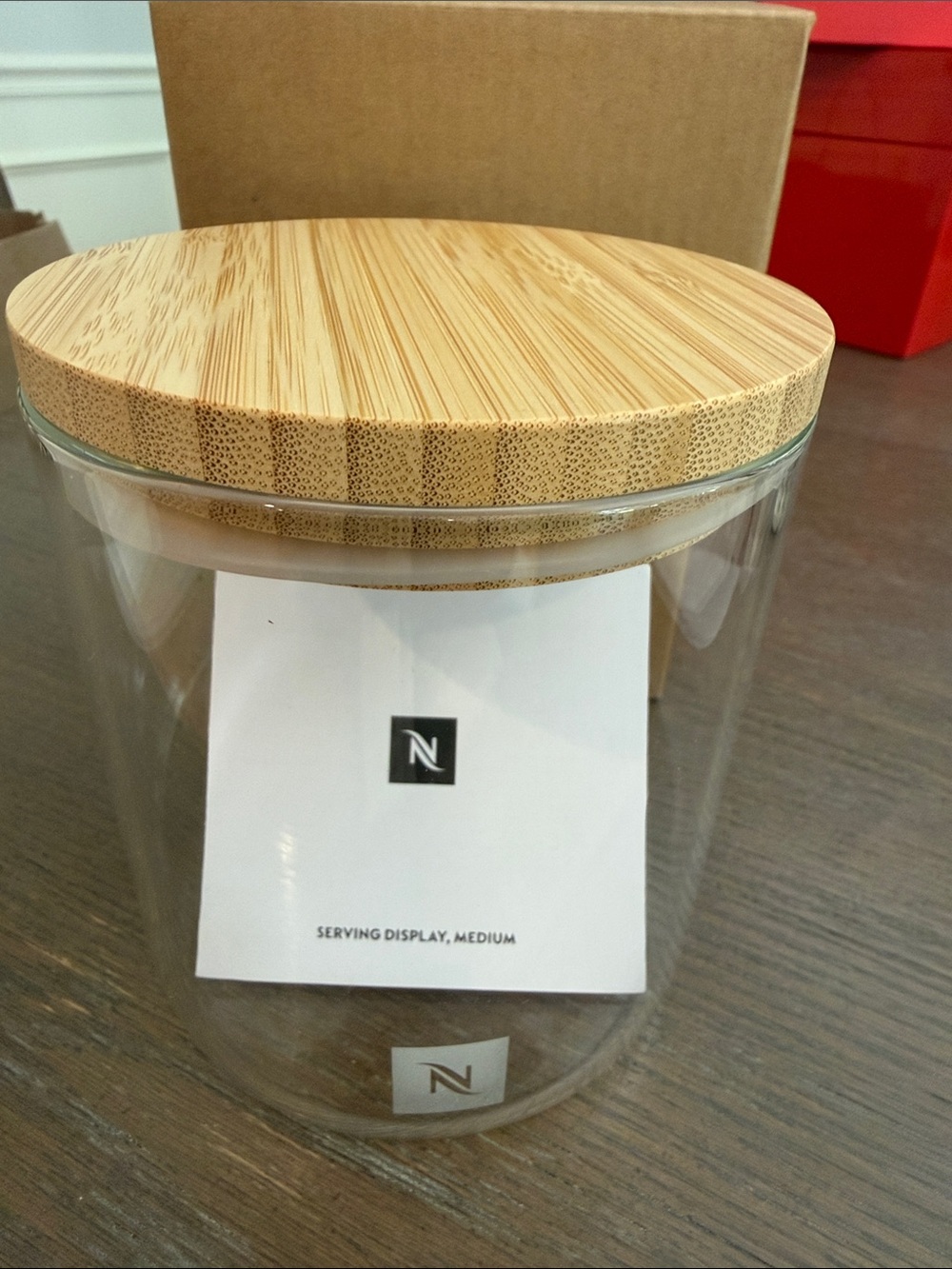 Nespresso Clear Glass Canister with Bamboo Lid - Natural